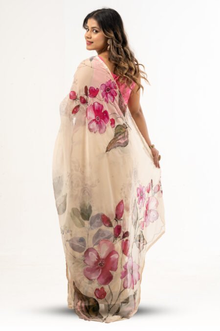 Beautiful Organza Silk Saree with Handwork