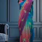 Multicoloured pure georgette saree