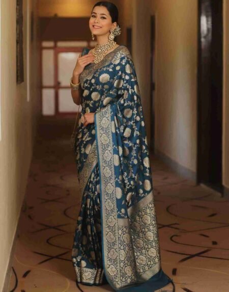 Floral Symphony Banarasi Silk Saree