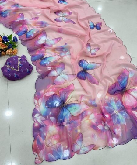 Butterfly Chiffon Saree