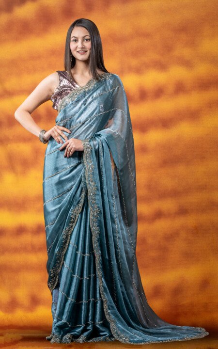 Sapphire Fern Jimmy Choo Saree
