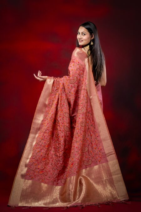 Blush Bloom Tussar Silk Saree