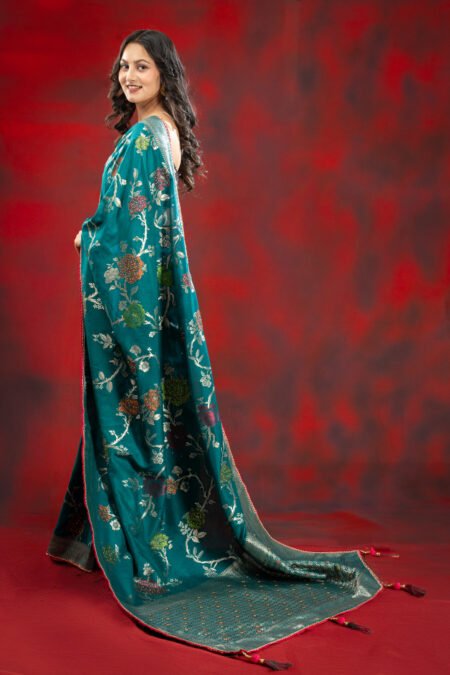 Jade Jewel Teal Gadwal Silk Saree