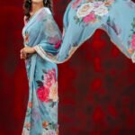 Floral Whispers(Blue) Georgette saree