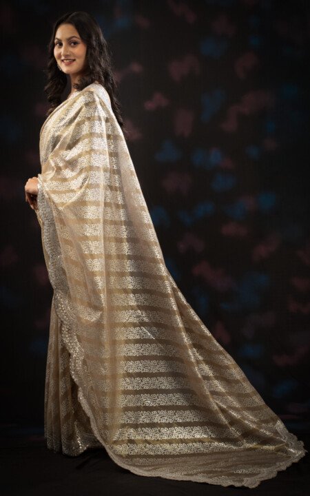 Golden Foil Rich Lehriya Jimmy Choo Saree