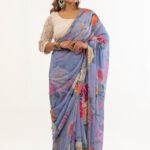 Floral Whispers (Purple) Georgette Saree