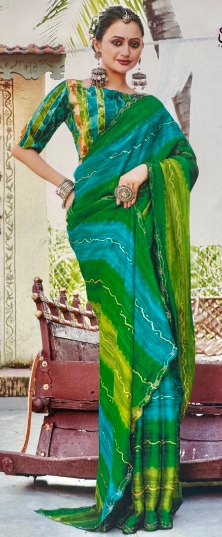 Breezy Forest Chinon Saree