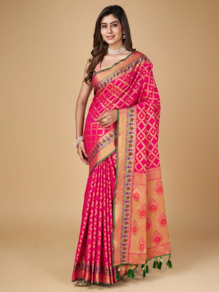 Berry Blush Magenta Color Patola Silk Saree
