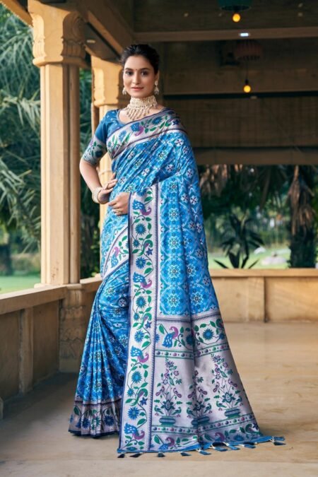 Turquoise Treasure Paithani Silk Saree