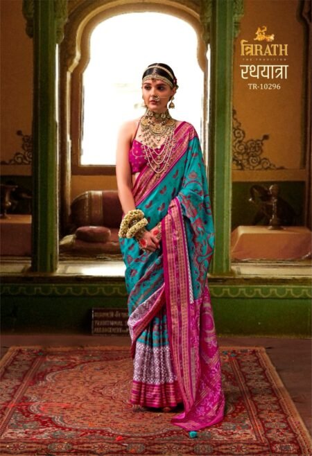 Dharohar Sea Green Sambalpuri Silk Saree