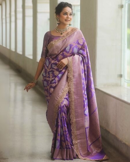 Timeless Tradition Lavender Banarasi Katan Silk Saree