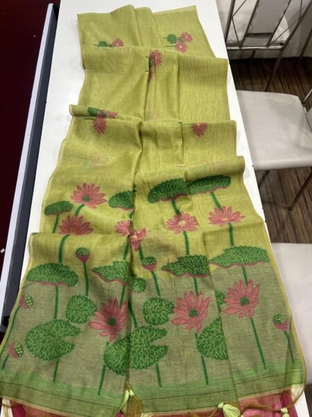 Floral Organic Muga Cotton Saree.