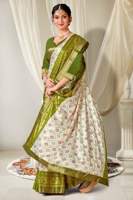 Divine Drape Chinon Saree. (Light Green)