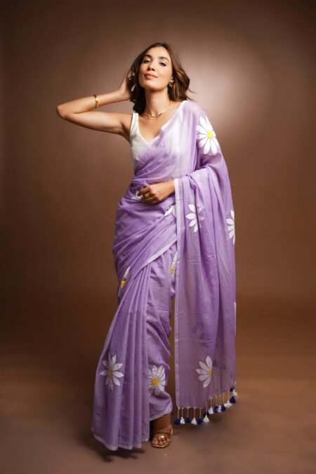 Lavender Linen Cotton Saree.
