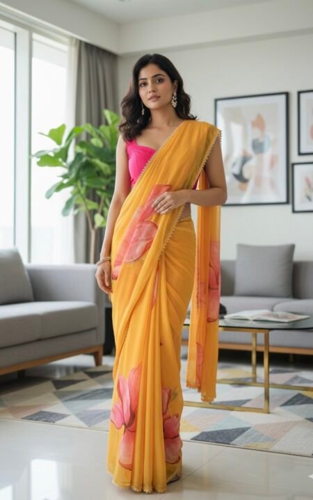 Sunshine Blossom Georgette Saree.