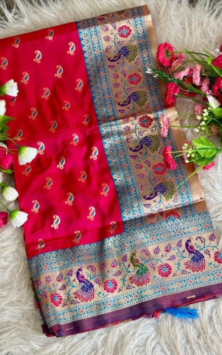 Banarasi Silk Saree (brick)