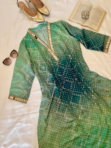 Emerald Glow Gajji Silk Kurti
