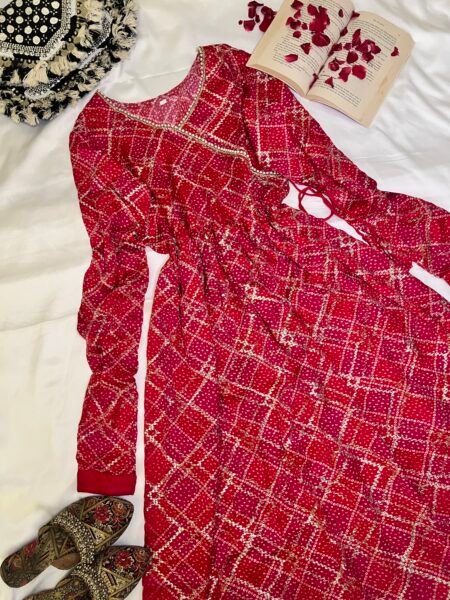 Bandhej Grace Gajji Silk Kurti