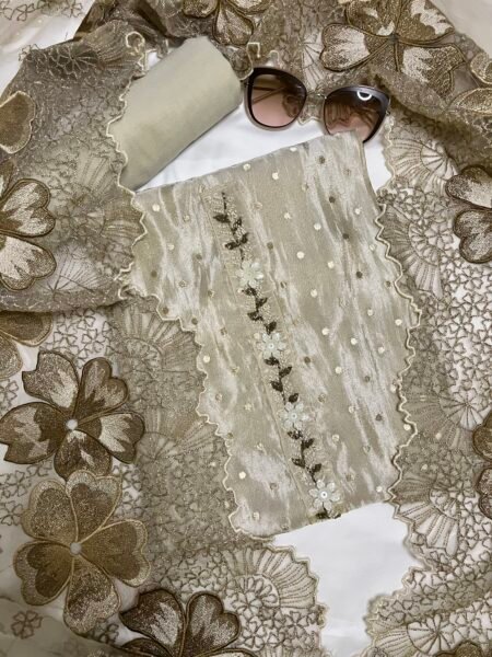 Ivory Shade Glass Organza Suit.