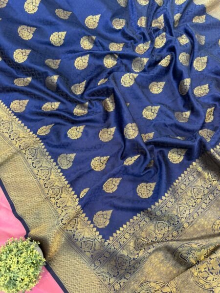 Midnight Blossom Banarasi Silk Saree.