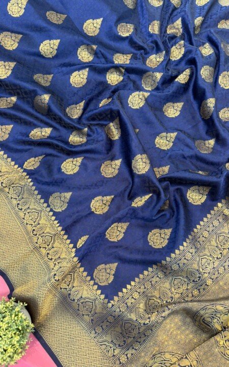 Midnight Blossom Banarasi Silk Saree.