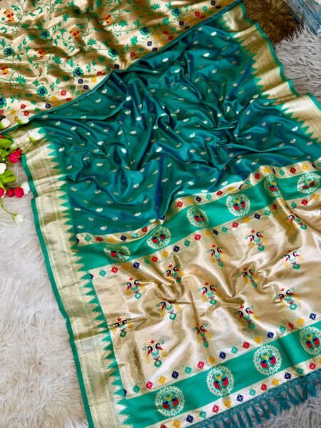 Emerald Peacock Banarasi Art Silk Saree.