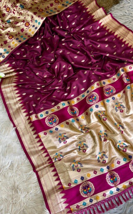 Royal Maroon Banarasi Art Silk Saree.