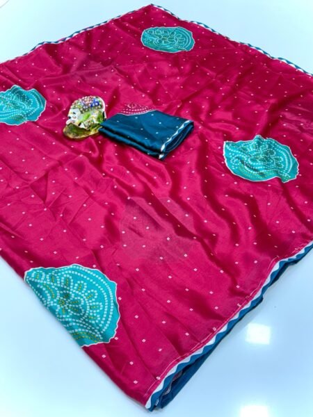 Magenta Teal Charm Satin Saree