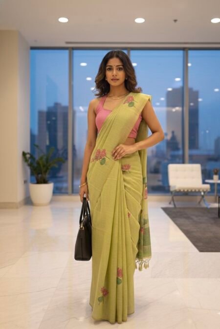 Floral Organic Muga Cotton Saree.