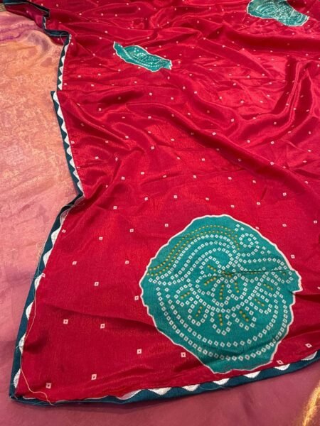 Magenta Teal Charm Satin Saree