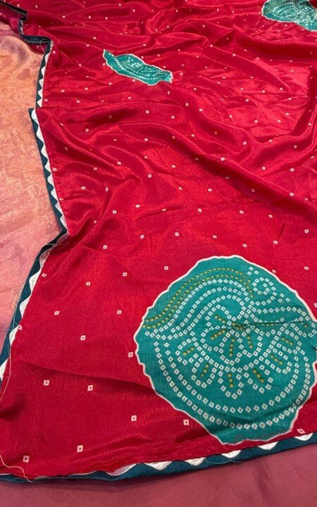 Magenta Teal Charm Satin Saree