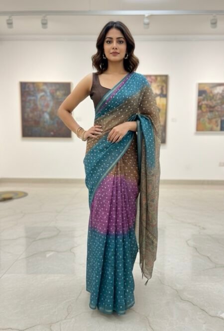 Rustic Madhubani Tussar Silk Saree