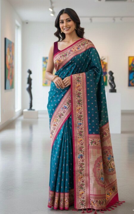 Regal Paithani Elegance (Peacock).