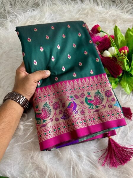 Regal Paithani Elegance (DarkGreen).