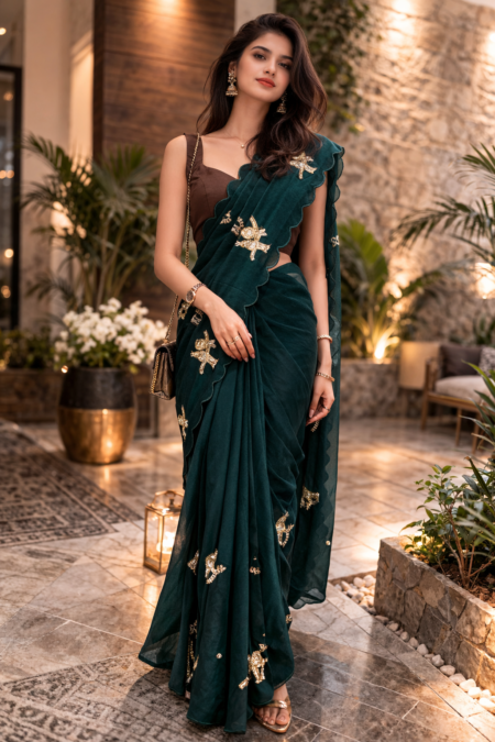 Fendi Emerald Luxe Saree.