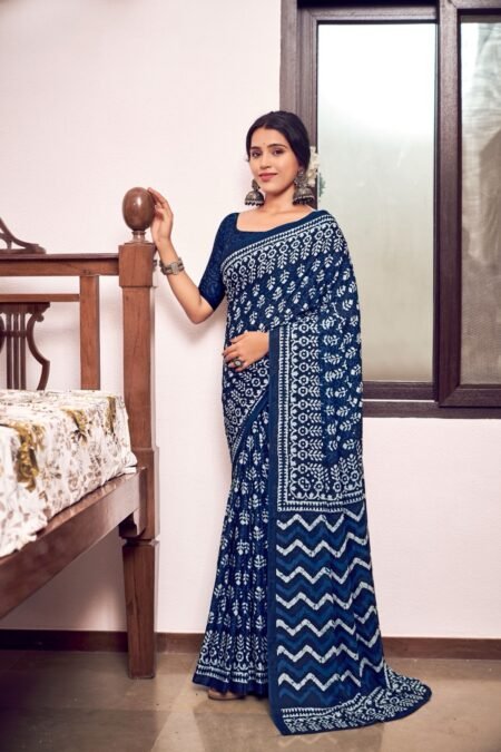 The "Indigo Heritage" Ikat Saree.