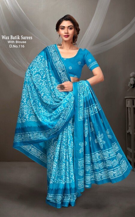 Azure Batik Bliss Cotton Saree.