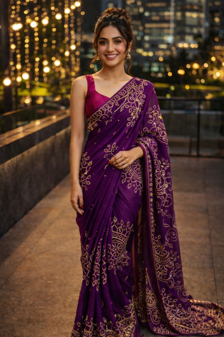 Royal Amethyst Gajji Silk Saree