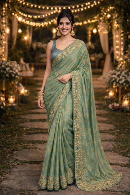 Celadon Charm Silk Saree.