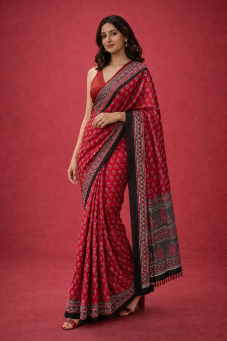 Crimson Heritage Cotton Saree.