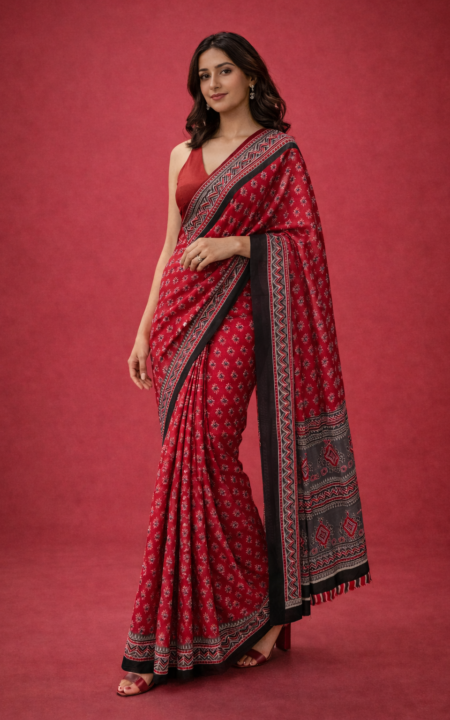 Crimson Heritage Cotton Saree.