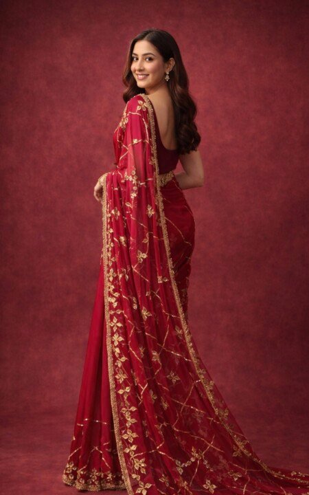 Raktima Noor Georgette Gotta Patti Saree.