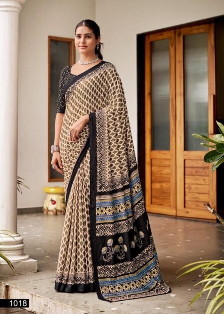 Noir Beige Heritage Cotton Saree.