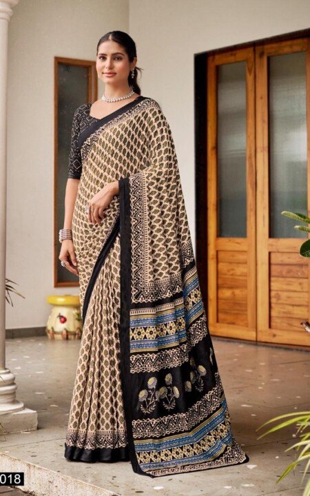 Noir Beige Heritage Cotton Saree.
