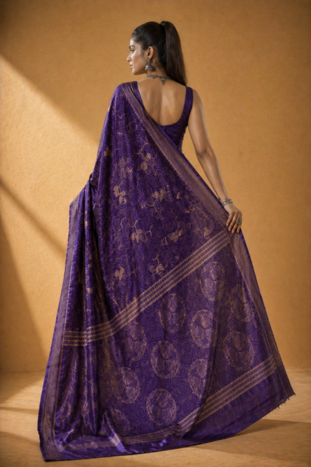 Royal Amethyst Linen Cotton Saree.