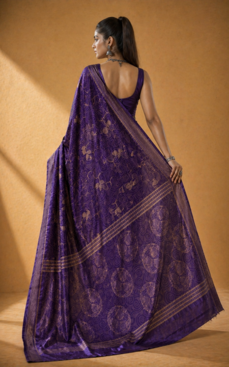 Royal Amethyst Linen Cotton Saree.