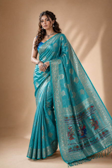 Neel Varnika Kalamkari Silk Saree.