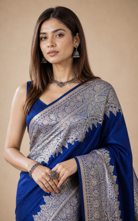 Rajwada Blue Banarasi Silk Saree