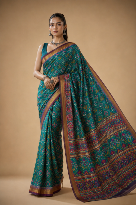 Morvi Emerald Patola Silk Saree