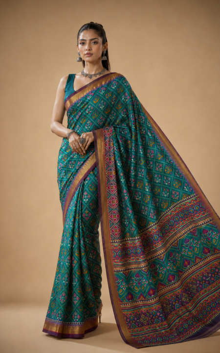 Morvi Emerald Patola Silk Saree